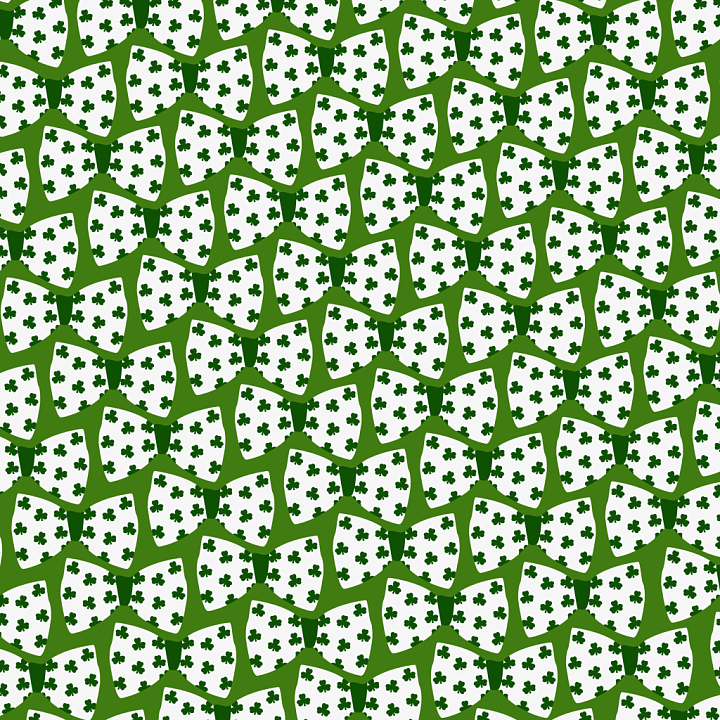 St Patrick-Inspired Green and White Pattern with Shamrock Motifs seamless PBR texture preview