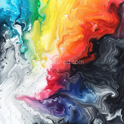 Seamless 3D Alcohol Ink PBR Texture with Vibrant Multicolor Fluid Waves and Organic Swirls