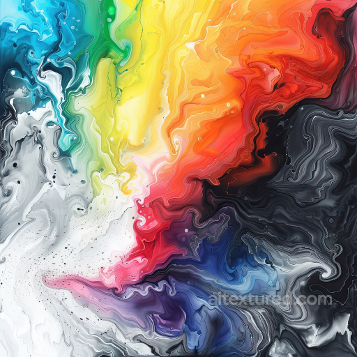 Alcohol Ink PBR Texture with Vibrant Multicolor Fluid Waves and Organic Swirls seamless Alcohol ink PBR texture