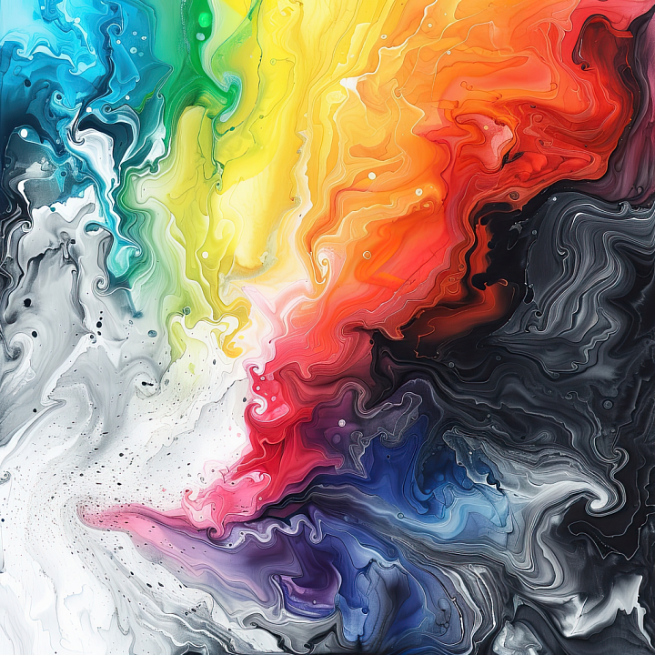Alcohol Ink with Vibrant Multicolor Fluid Waves and Organic Swirls seamless PBR texture preview