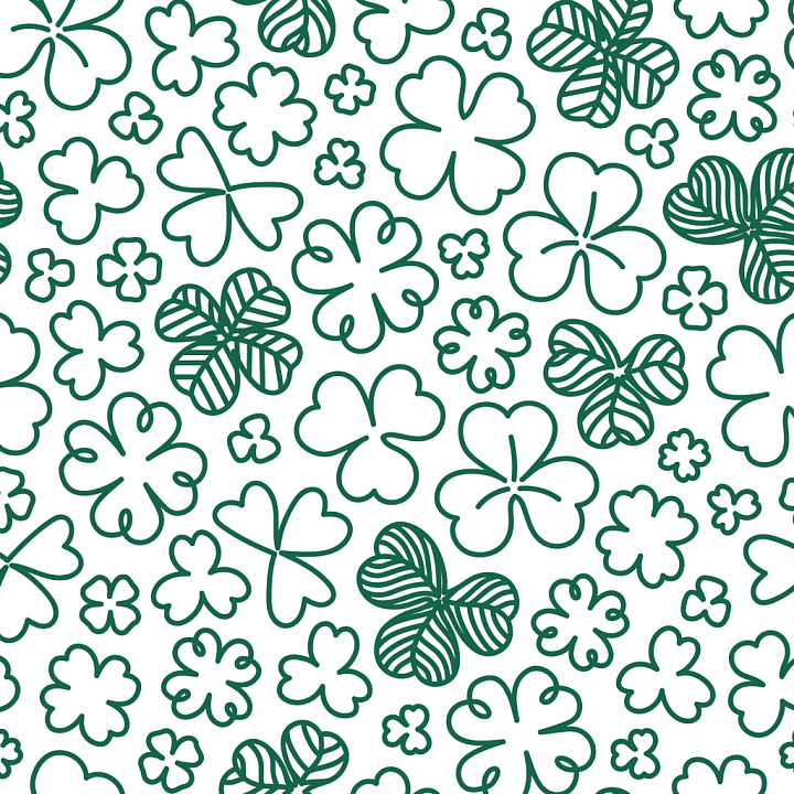 St Patrick of Stylized Green Clover Leaf Pattern on White Background seamless PBR texture preview