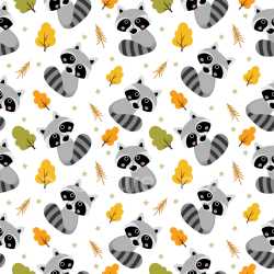 Pattern Bundle - Seamless 3D Pattern PBR Texture of Cute Cartoon Raccoons with Autumn Leaves texture preview