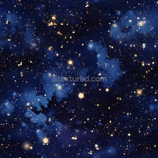 Seamless 3D Space PBR Texture Featuring Deep Starfield and Soft Blue Nebula Clouds