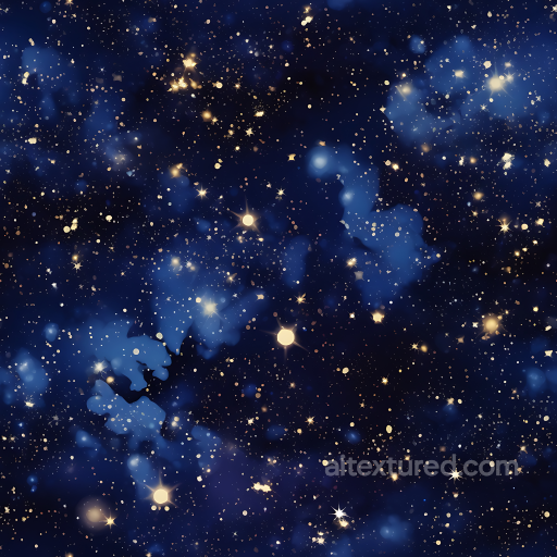 Space PBR Texture Featuring Deep Starfield and Soft Blue Nebula Clouds seamless Star, space, planets PBR texture