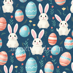 seamless Seamless 3D PBR Texture with Cute Easter Bunnies, Painted Eggs, and Floral Accents texture 8k free download PBR