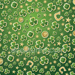 seamless Seamless 3D PBR Digital Paper Texture with Green Shamrocks and Gold Accents texture 8k free download PBR