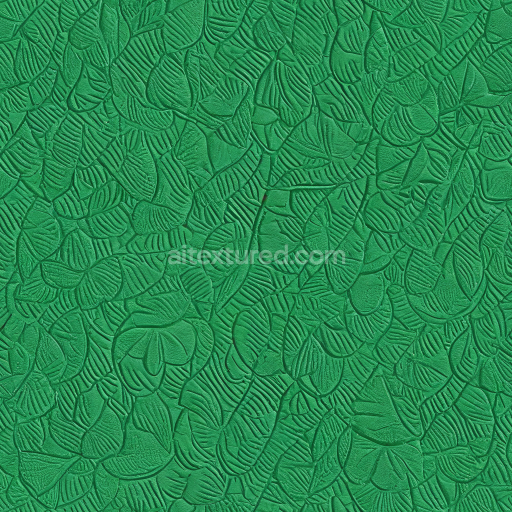 Seamless 3D PBR Texture of Green Embossed Leather with Floral Pattern
