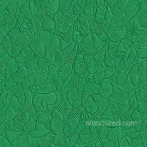 Green Embossed Leather Seamless Texture with Floral Pattern seamless Leather PBR texture