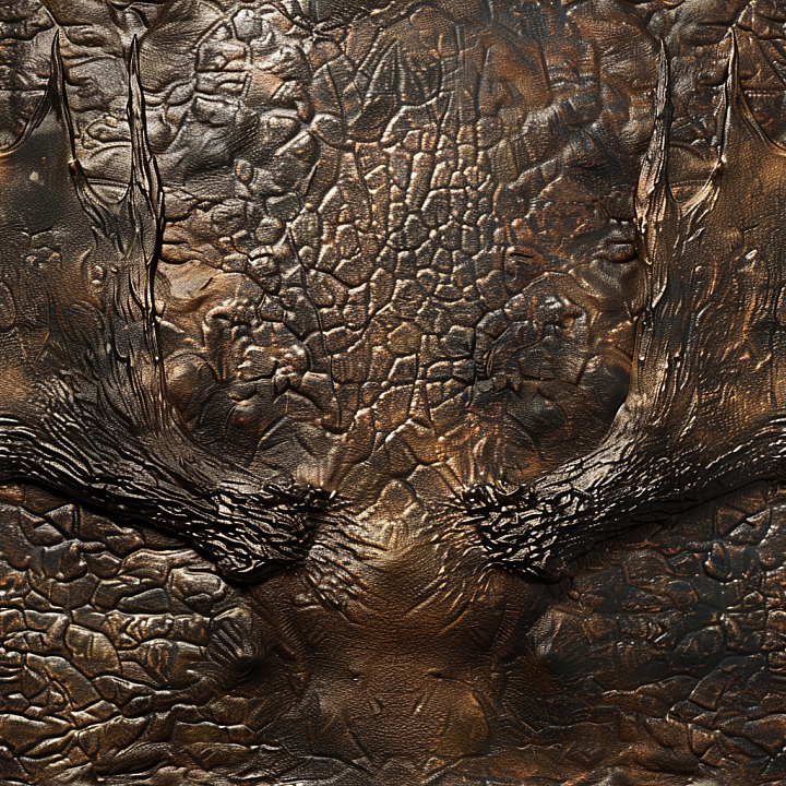 Cracked Aged Brown Leather With Rugged Finish seamless PBR texture preview