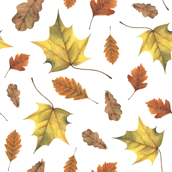 Autumn Leaves in Natural Yellow and Orange Tones seamless PBR texture preview