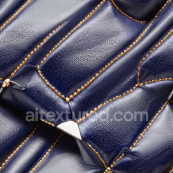 seamless Seamless 3D PBR Texture of Navy Blue Pebbled Leather Upholstery with Detailed Stitching texture 8k free download PBR