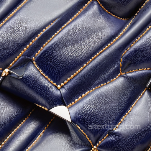 Navy Blue Pebbled Leather Upholstery Seamless Texture with Detailed Stitching seamless Leather PBR texture
