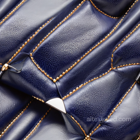 Navy Blue Pebbled Leather Upholstery Seamless Texture with Detailed Stitching Leather texture preview