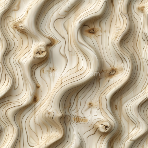 Seamless 3D PBR Light Curly Pine Wood Texture with Wavy Grain and Knots