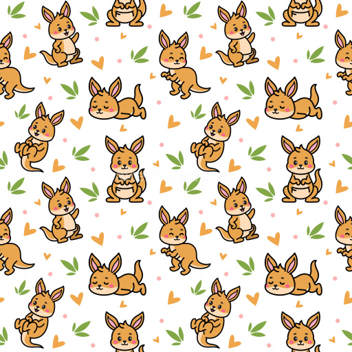 Pattern Bundle - Seamless 3D Pattern PBR Texture with Cute Cartoon Kangaroo Motifs and Playful Elements texture preview