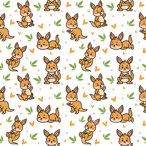 Pattern PBR Texture with Cute Cartoon Kangaroo Motifs and Playful Elements seamless Pattern Bundle PBR texture