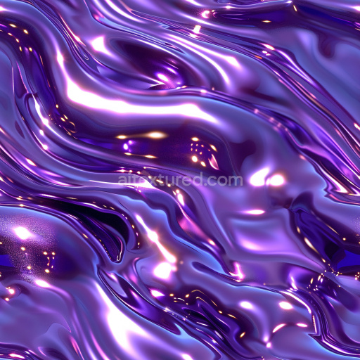 Seamless 3D PBR Texture of Glossy Purple Fluid Waves with Iridescent Highlights