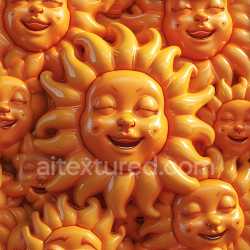 seamless Seamless 3D Inflated Glossy Sun Faces PBR Texture in Bright Orange texture 8k free download PBR