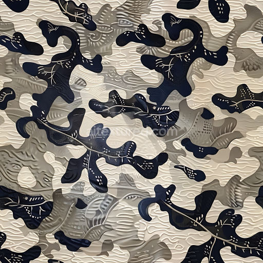 Seamless 3D Desert Urban Camouflage PBR Texture with Organic Abstract Shapes and Neutral Palette