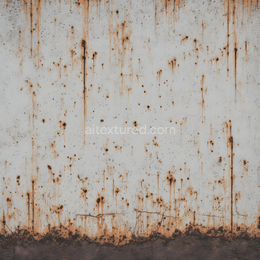 Seamless 3D Rusty Metal PBR Texture with Vertical Rust Streaks and Corrosion