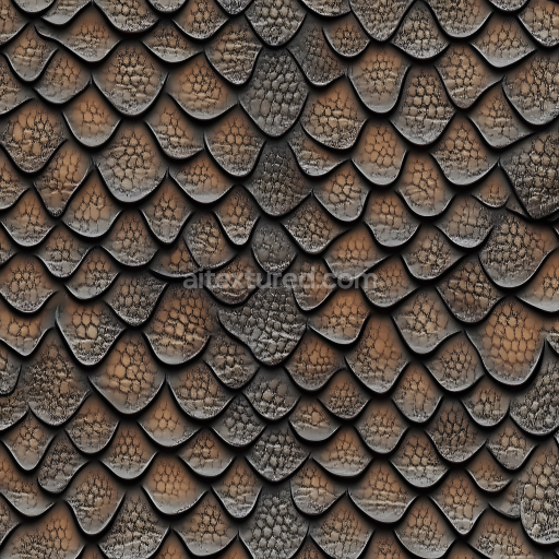 Seamless 3D Reptilian Skin PBR Texture Featuring Rough Scaly Detail and Earthy Tones