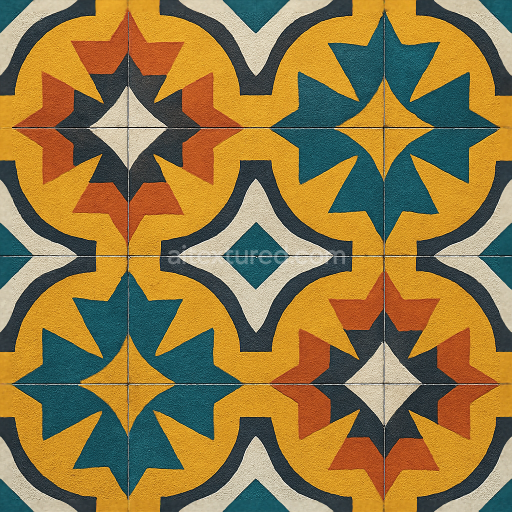 Seamless 3d texture pbr 8k encaustic tiles mosaic with geometric shapes and vibrant colors