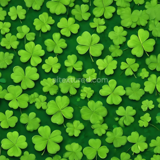 Seamless 3D PBR Texture of Vibrant Green Shamrock Leaves Pattern