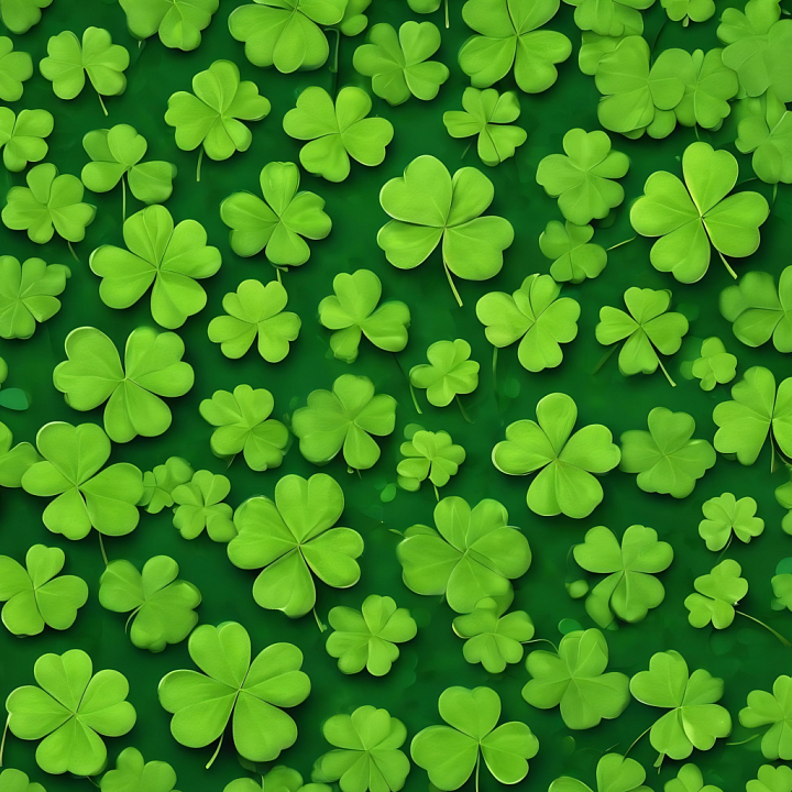 St Patrick Digital Paper Bundle of Vibrant Green Shamrock Leaves Pattern seamless PBR texture preview