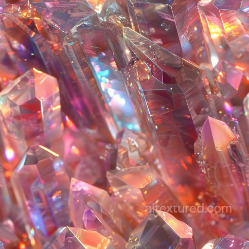Seamless 3D PBR Texture of Glossy Crystal Faceted Surfaces with Multicolored Highlights texture preview