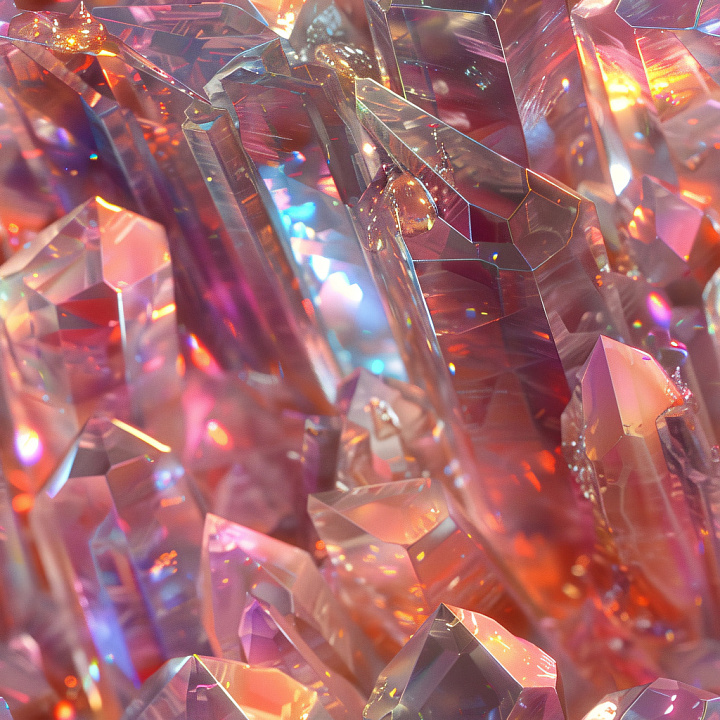 Glossy Crystal Faceted Surfaces with Multicolored Highlights seamless PBR texture preview