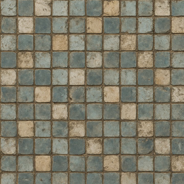 Worn Mosaic Tile seamless PBR texture preview