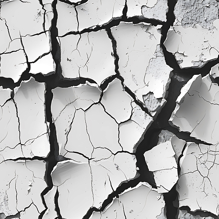 Cracked Dry White Plaster with Deep Fractures seamless PBR texture preview