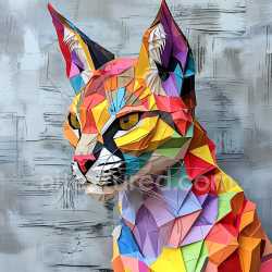 seamless Seamless 3D PBR Geometric Colorful Caracal Fur Texture with Origami Style texture 8k free download PBR