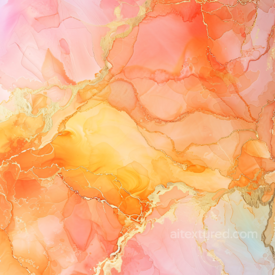 Alcohol Ink PBR Texture Featuring Warm Orange and Gold Veins Alcohol ink texture preview