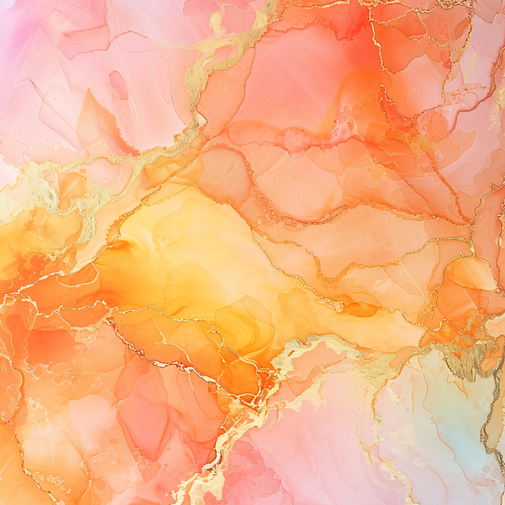 Alcohol Ink Featuring Warm Orange and Gold Veins seamless PBR texture preview