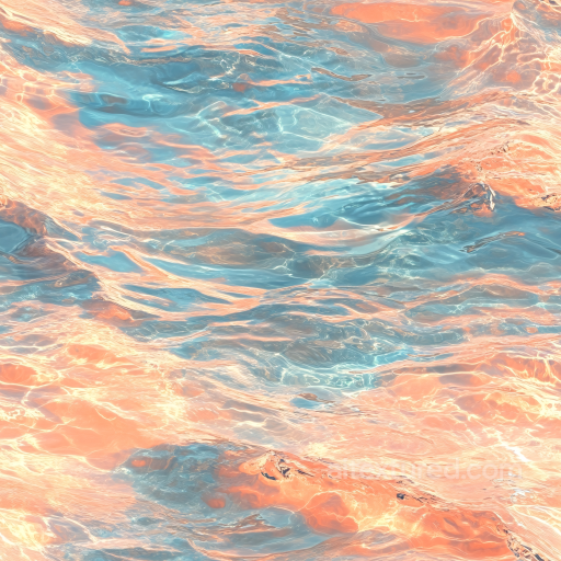 Water PBR Texture Featuring Stylized Calm Waves in Warm Sunset Colors seamless Water PBR texture