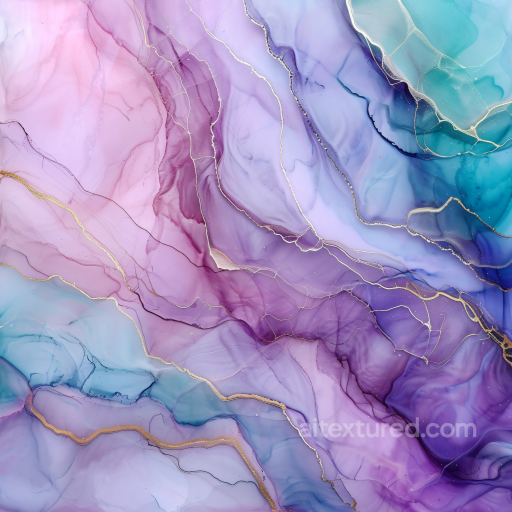 Alcohol Ink PBR Texture with Pink, Purple, and Teal Fluid Waves seamless Alcohol ink PBR texture