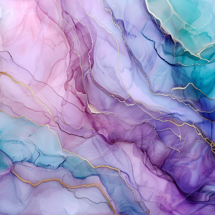 Alcohol Ink with Pink, Purple, and Teal Fluid Waves seamless PBR texture preview