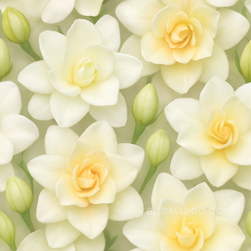 Of Fresh Gardenia Buds Capturing Flower Translucency And Softness seamless Flowers PBR texture