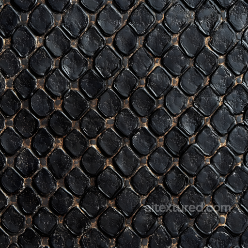 Black Reptilian Skin Seamless Texture with Distinct Scale Detail and Realistic Gloss seamless Skin PBR texture