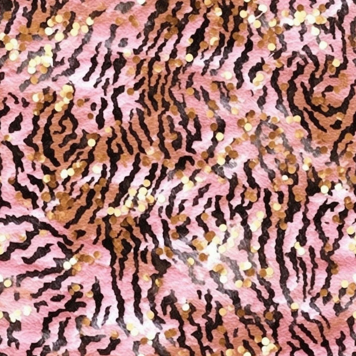 Leopard Print Fabric with Pink, Brown and Gold Sparkle seamless PBR texture preview
