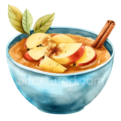 seamless Breakfast Applesauce with Cinnamon Sticks and Fresh Leaves Illustration texture 8k free download PBR