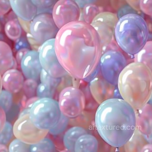 Seamless 3D PBR Texture of Glossy Iridescent Balloons in Soft Pastels texture preview