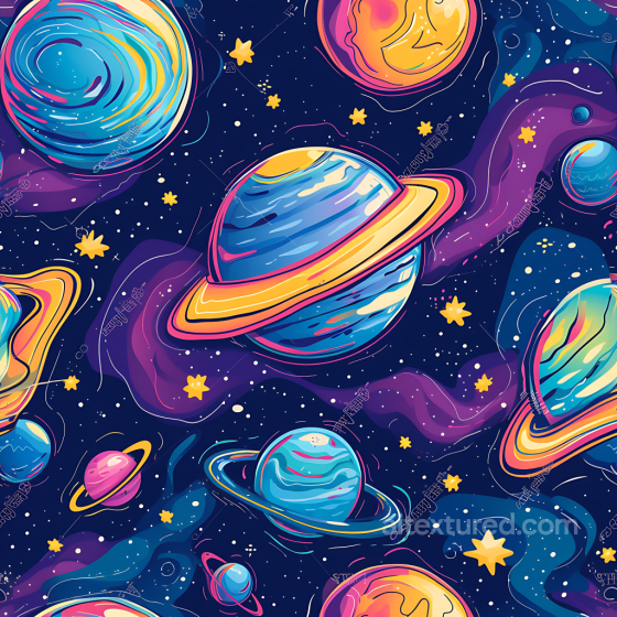 Featuring Stylized Planets and Cosmic Nebula Clouds Star, space, planets texture preview