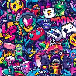 seamless Seamless 3D PBR Texture Featuring Vibrant Colorful Graffiti Street Art texture 8k free download PBR