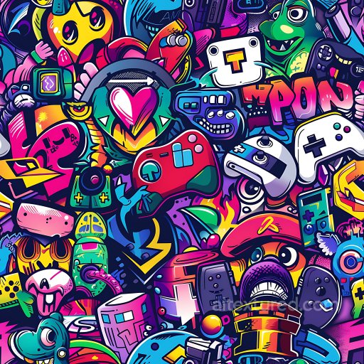 Seamless 3D PBR Texture Featuring Vibrant Colorful Graffiti Street Art texture preview