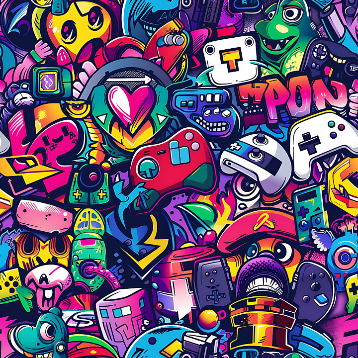 Featuring Vibrant Colorful Graffiti Street Art seamless PBR texture preview