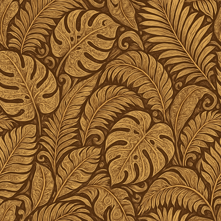 Ornate Tropical Leaves seamless PBR texture preview