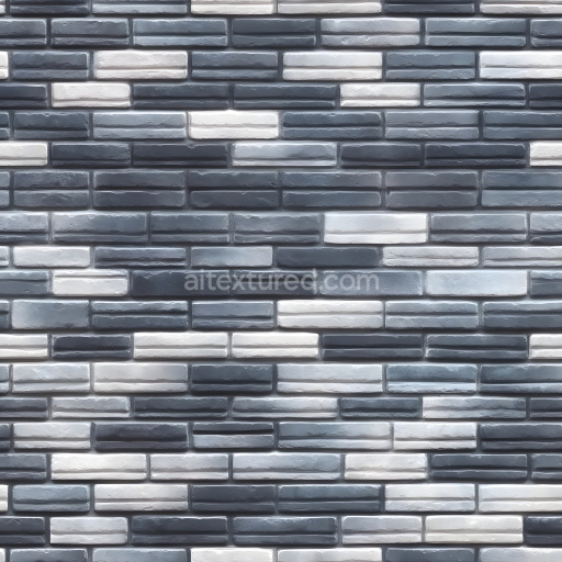 Seamless 3D Cracked Brick Wall PBR Texture Featuring Gray and White Colors