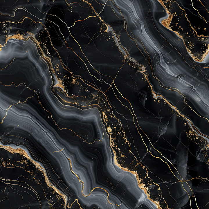 Black Marble with Polished Gloss and Gold Veining seamless PBR texture preview
